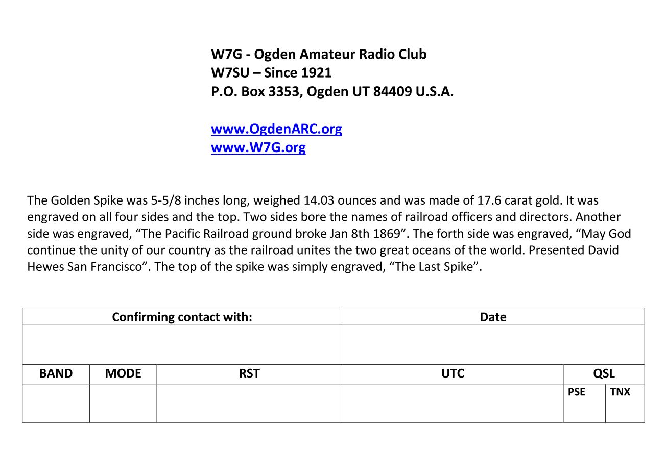 Golden Spike Special Event Station (W7G) - May 20 — photograph 10